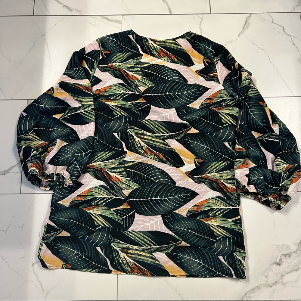 Leaf Patterned Women's Tunic Top - image 2